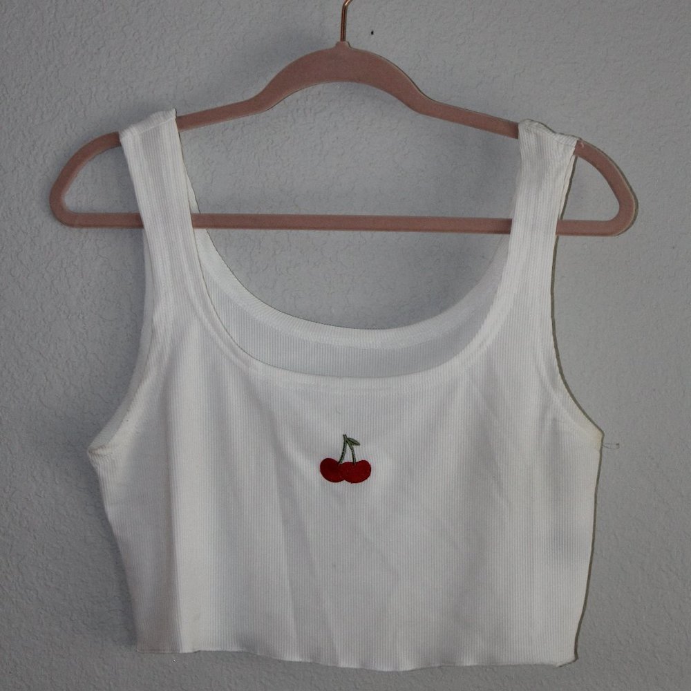 CHERRY EMBROIDERED TANK